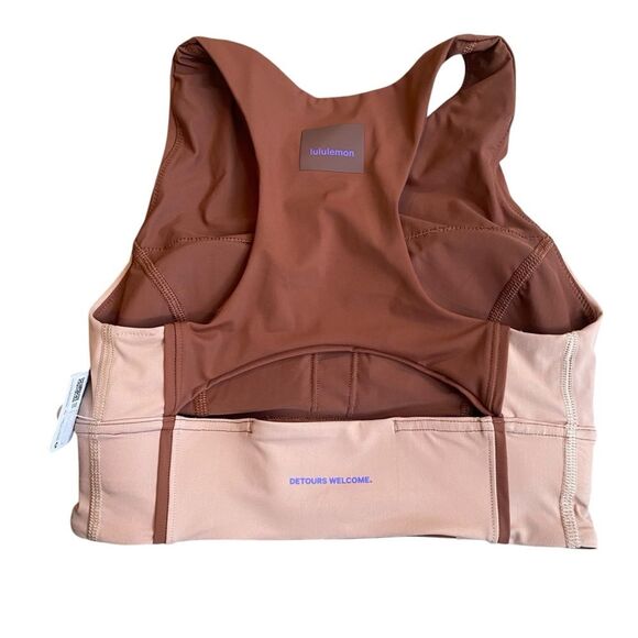 Lululemon 2 Hike To Swim Crop Top Sports Bra‎ Brown Tan Gorpcore Athletic New - Picture 3 of 7